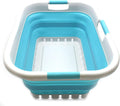 SAMMART 41L (10.8 gallon) Collapsible Plastic Laundry Basket - Foldable Pop Up Storage Container/Organizer - Portable Washing Tub - Space Saving Hamper/Basket (3 handled rectangular, Grey/Bright Blue)