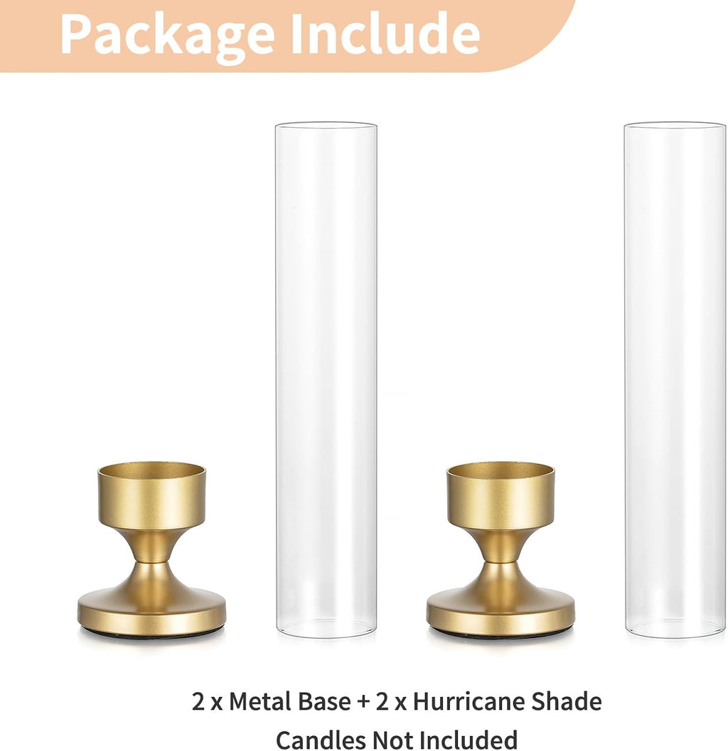NUPTIO Hurricane Candle Holder for Centerpiece: Gold Taper Candle Holders
