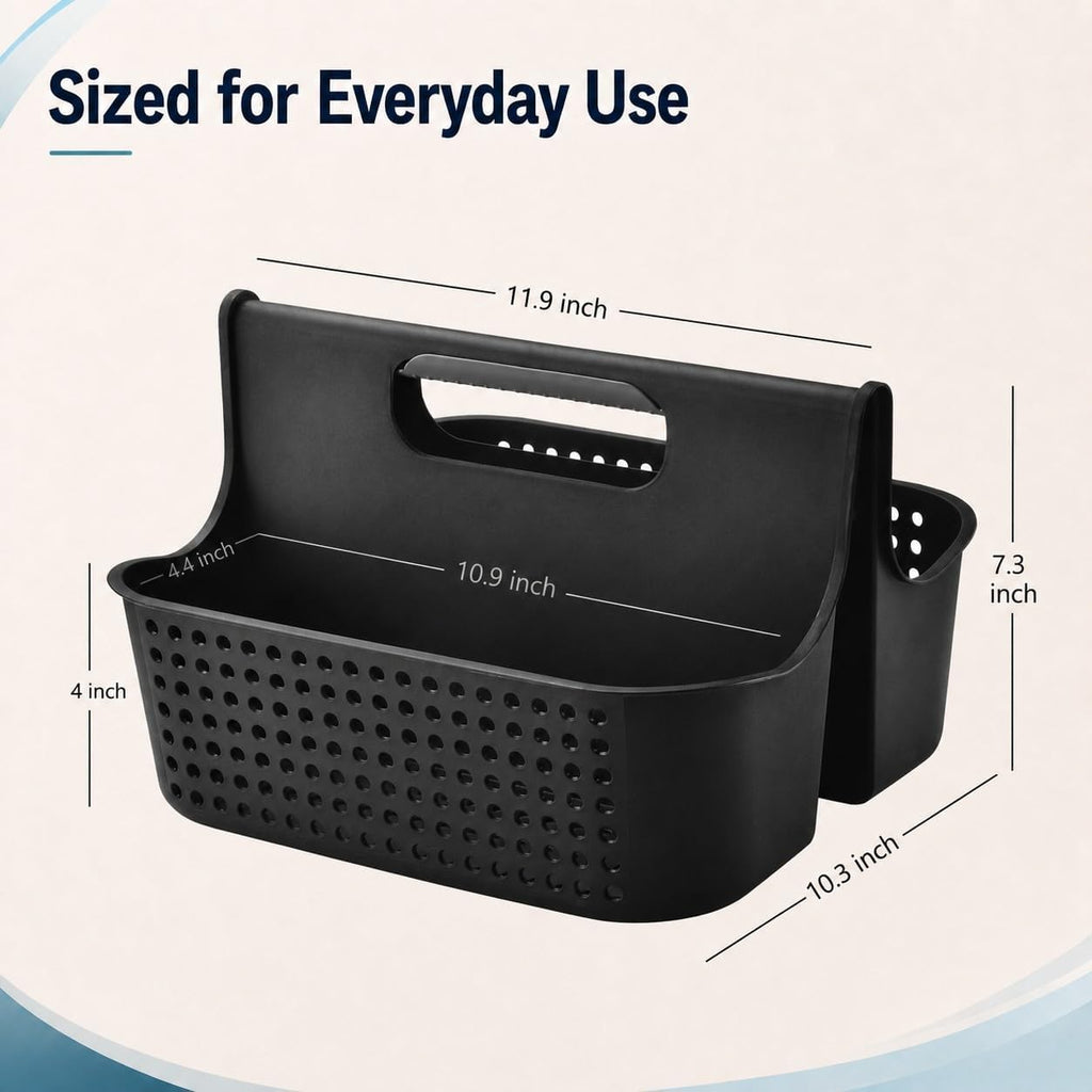 NINU Black Portable Shower Caddy Basket, 2-Compartment Storage Organizer