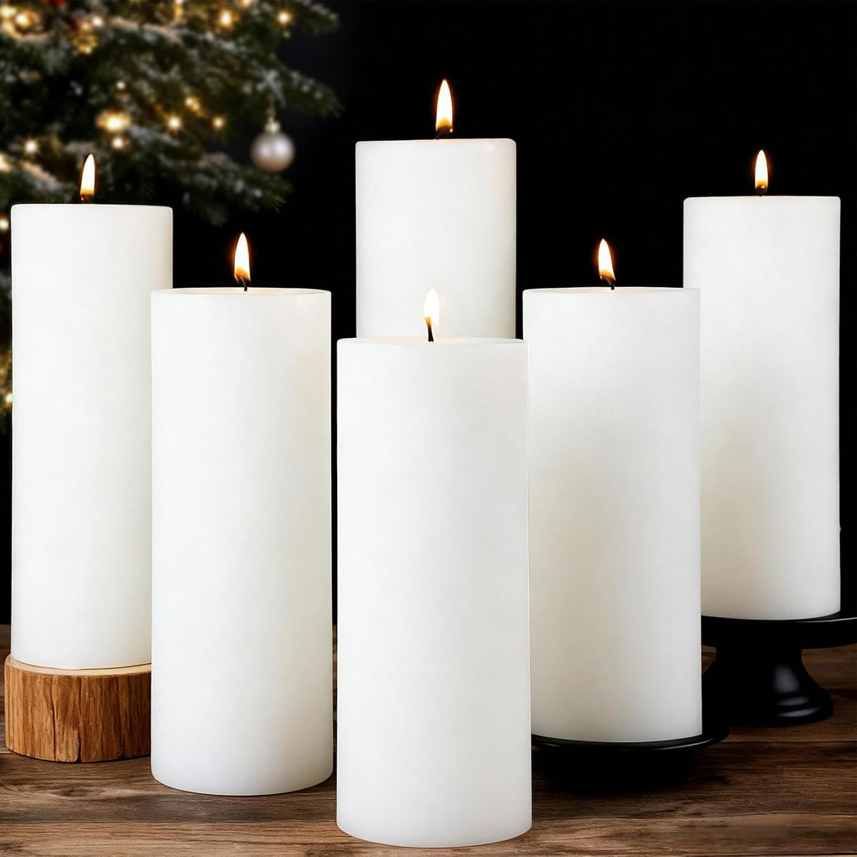 Pillar Candles White 6 Pack, 2.8x8 Inch Unscented Candle