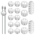 16Pack White Desk Cable Management, Adjustable Cord Organizer Clips