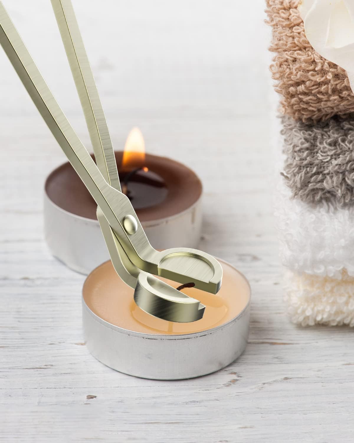 RONXS 3 in 1 Candle Wick Trimmer Set, Snuffer, Dipper, Cutter, Bronze