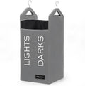 TFLC Hanging Laundry Hamper Bag With Hanger, Dual Compartment, Grey