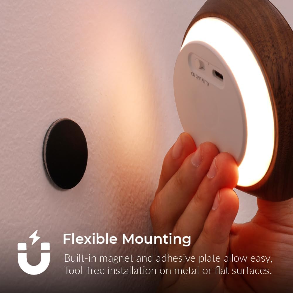 Wood Flower Night Light, Rechargeable Motion Sensor Light