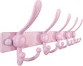 Dseap Coat Rack Wall Mount, Heavy Duty 12-Gauge Base vs Flimsy 1mm, Double-Thick Solid Anti-Snap Hooks, 16” Stud-Mount, Stainless Steel Hanger for Clothes Hat Entryway Closet Mudroom, Pink