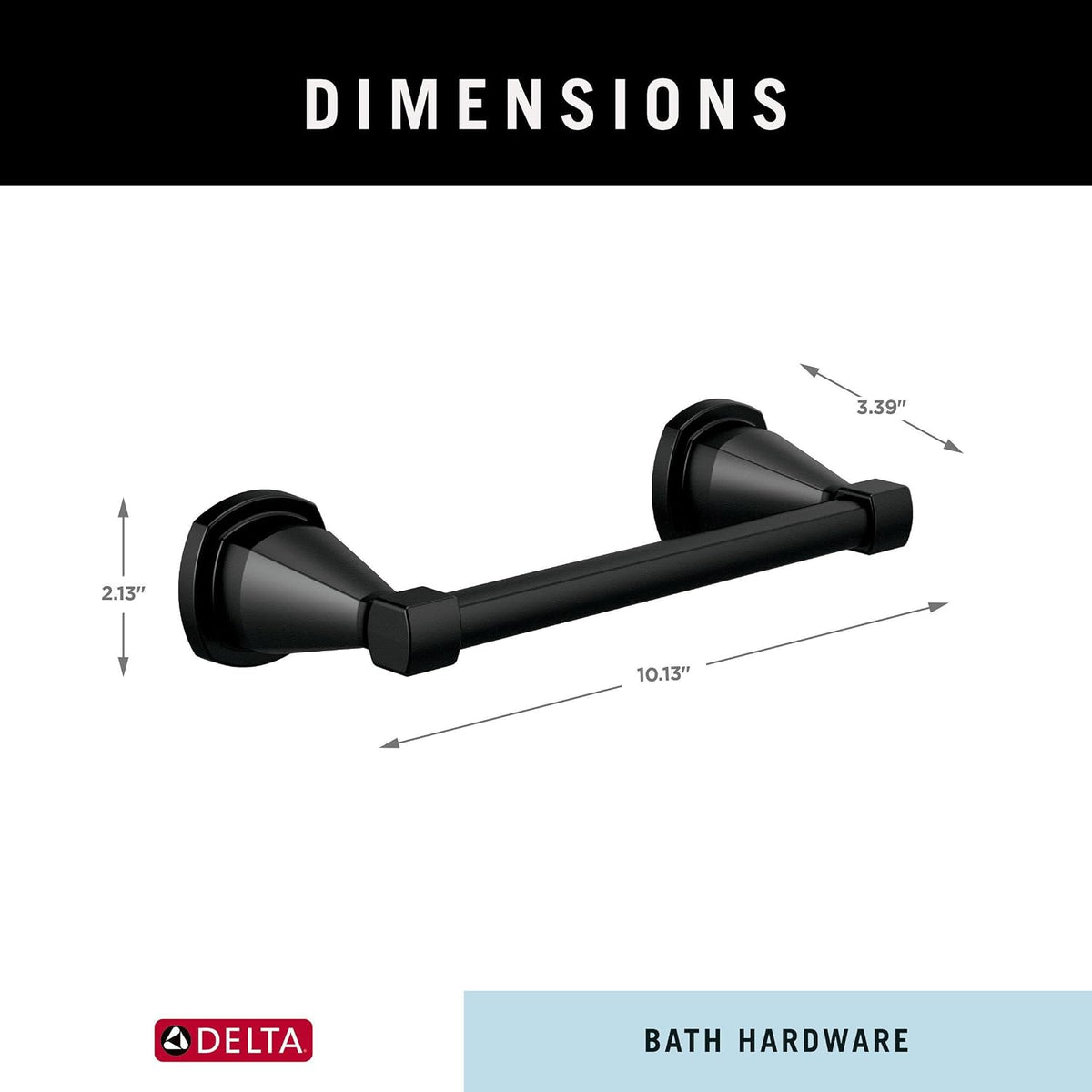Delta Hand Towel Holder | 8 Inch Matte Black Towel Bar for Bathroom, Kitchen | Esato Accessories