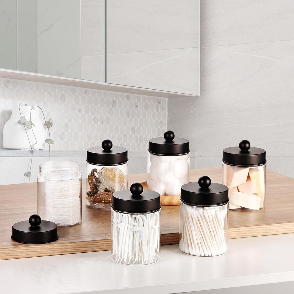 Amolliar Acrylic Apothecary Jar Bathroom Qtip Holder Bronze 4 Pack