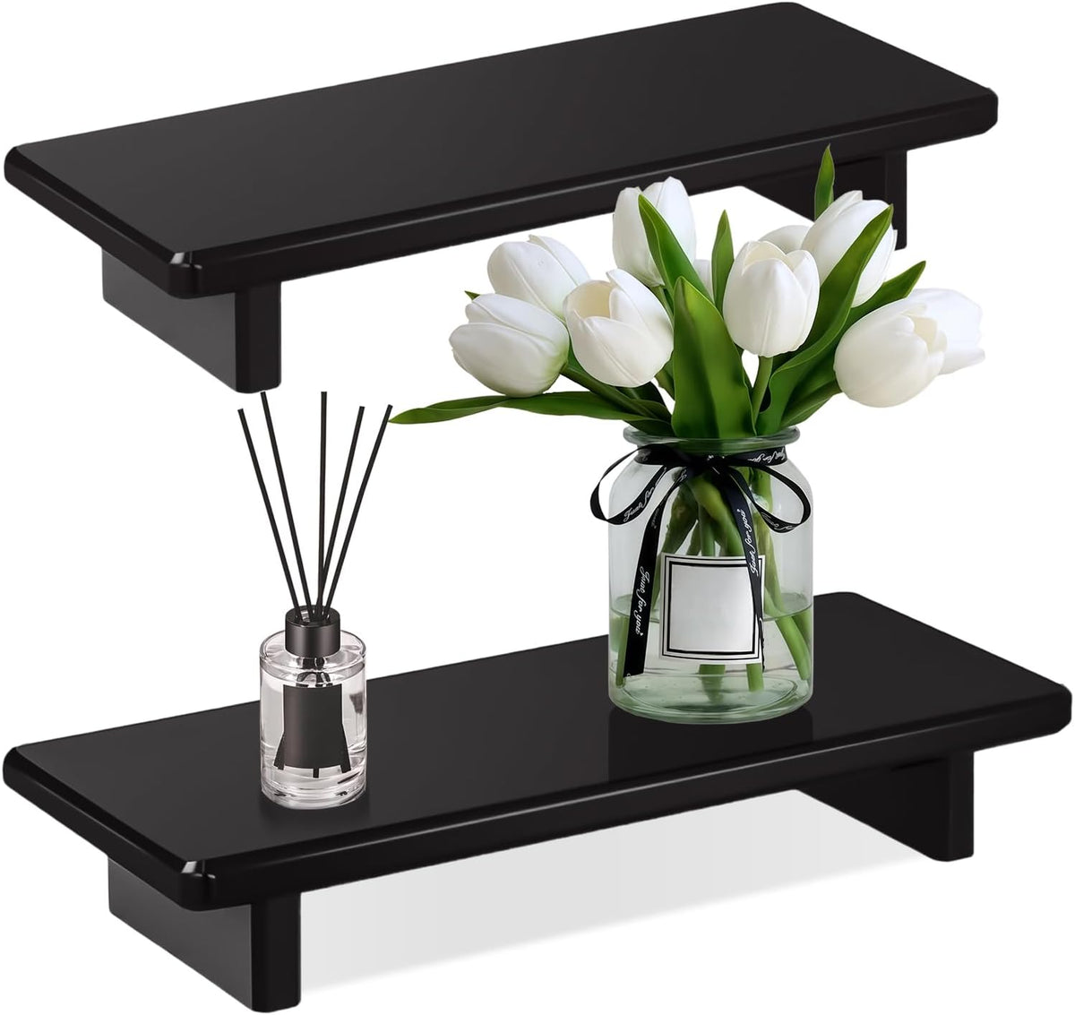 Small Black Bathroom Vanity Tray, Acrylic Soap Tray for Kitchen Countertop