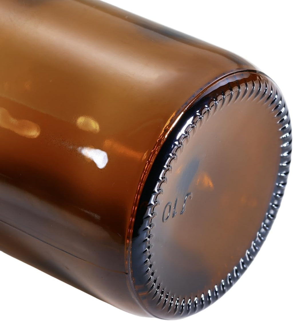 16 oz Amber Glass Boston Round Bottles, 2 Pack