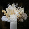 Natural Dried Pampas Grass Bouquet - 17" White & Ivory Dried Flowers with Palm Leaves & Hydrangea, Boho Home Decor for Wedding, Bridal Shower, Baby Shower & Farmhouse DIY Arrangements, No Vase