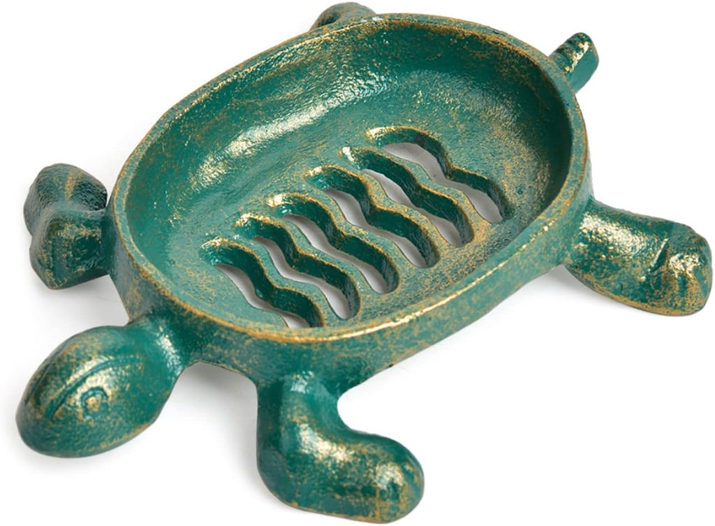 Sungmor Cast Iron Drainable Soap Holder - Tortoise Shaped & Antique Green