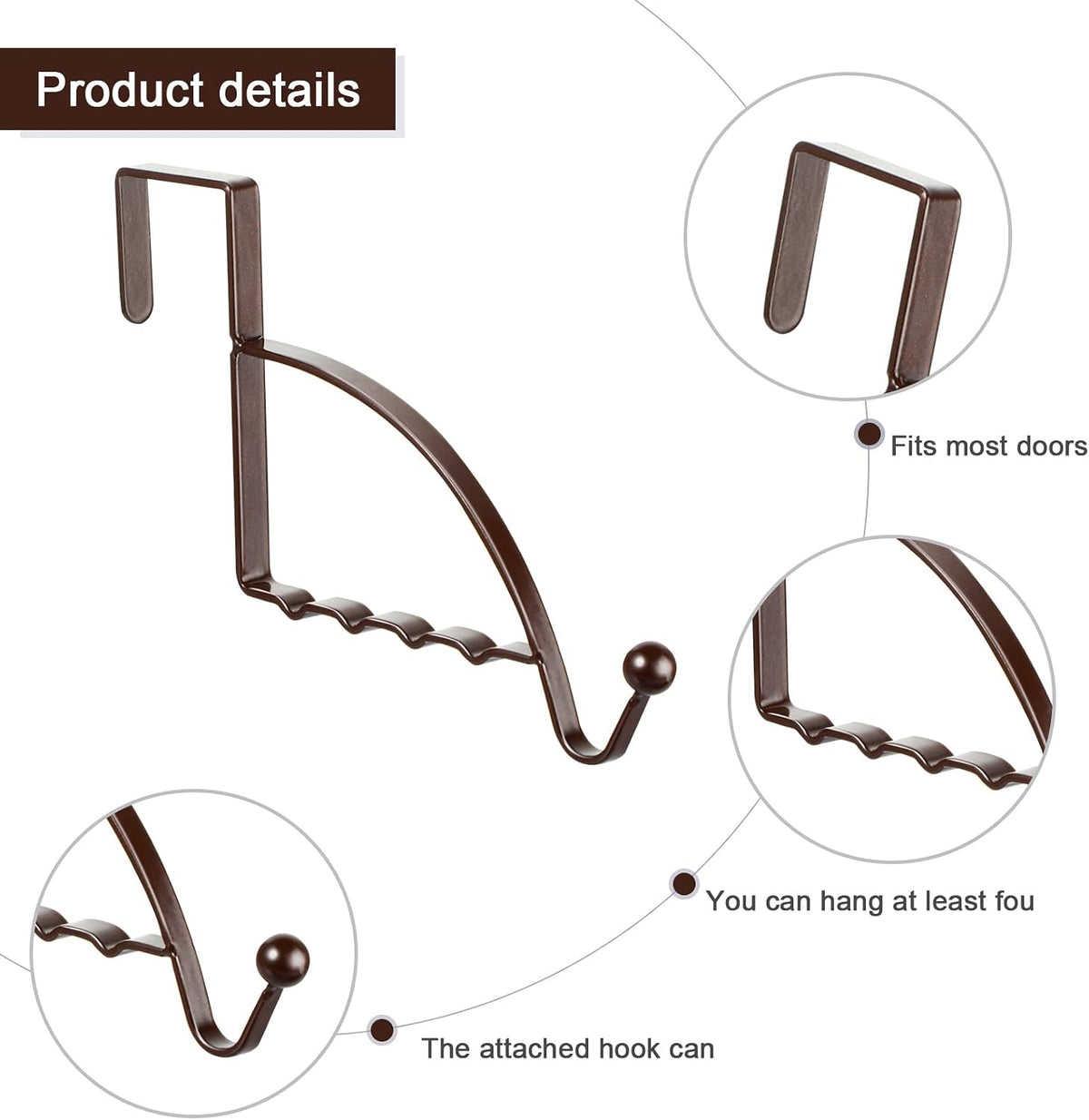 Hotop 2 Pcs Metal Over The Door Hooks, Clothes Hanger, Bronze