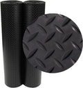 Rubber-Cal Diamond-Plate Rubber Flooring Roll - 3 mm x 4 ft x 1 ft Roll - Black