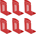 MerryNine 6 Pack Book Ends, Metal Bookends for Shelves, Telephone Booth Decorative Bookends, Non Skid Heavy Bookends, Book, Magazine or CD Organizers for Home and Office (Red-6pcs)