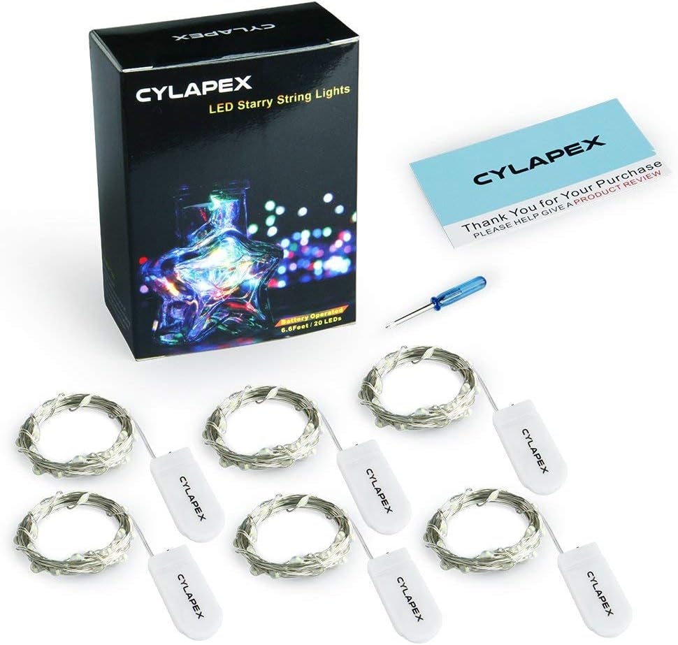 CYLAPEX 12 Pack Fairy Lights Battery Operated 7ft 20 LED Mini String Lights Silver Wire Firefly Starry Moon Lights for Halloween Wedding Mason Jars Party Christmas Centerpiece Table Decorations, Blue