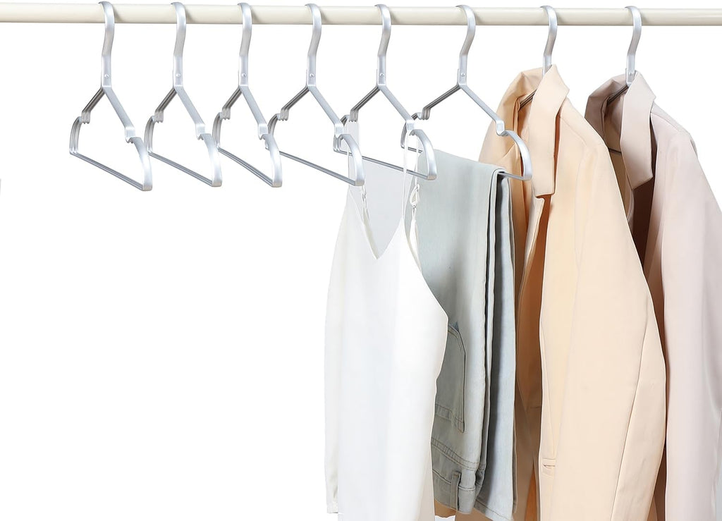 16.3" Premium Aluminum Coat Hangers, Extra Smooth & Durable Metal Shirt Dress Hanger, Light & Sturdy Metal Rack for Jacket Trouser Pant Slack, 20 Pack, Silver