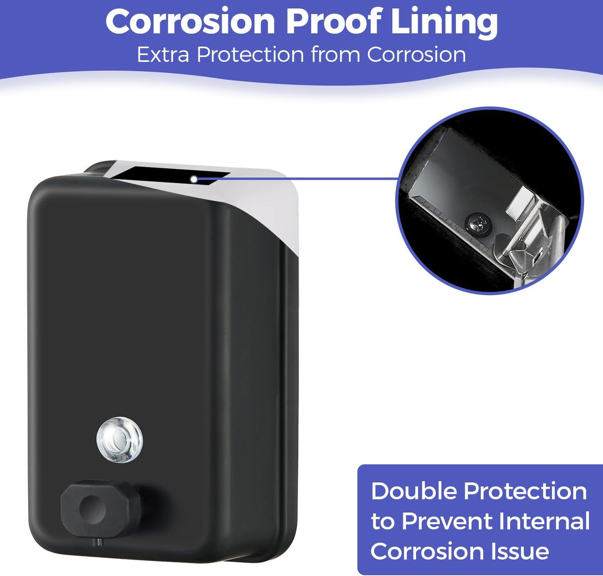Stardrix Matte Black Stainless Steel Vertical 1100ml/37oz Capacity Commercial-Grade Soap Dispenser, Wall-Mounted Bathroom Hand Soap Dispenser with Corrosion-Proof Lining and Anti-Leak Pump