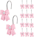 Shower Curtain Hooks, Pink 12 Pack for Bathroom Decor