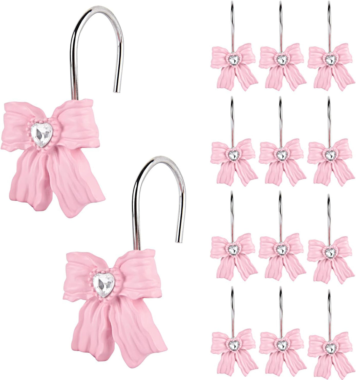 Shower Curtain Hooks, Pink 12 Pack for Bathroom Decor