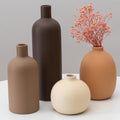 Neutral Ceramic Vase Set of 4, Modern Colors Home Decor, Rustic Farmhouse Decorative Flowers Vases for Bouquet, Pampas | Table Mantel Centerpiece Bookshelf Living Room Bedroom (Neutral Mix Set of 4)