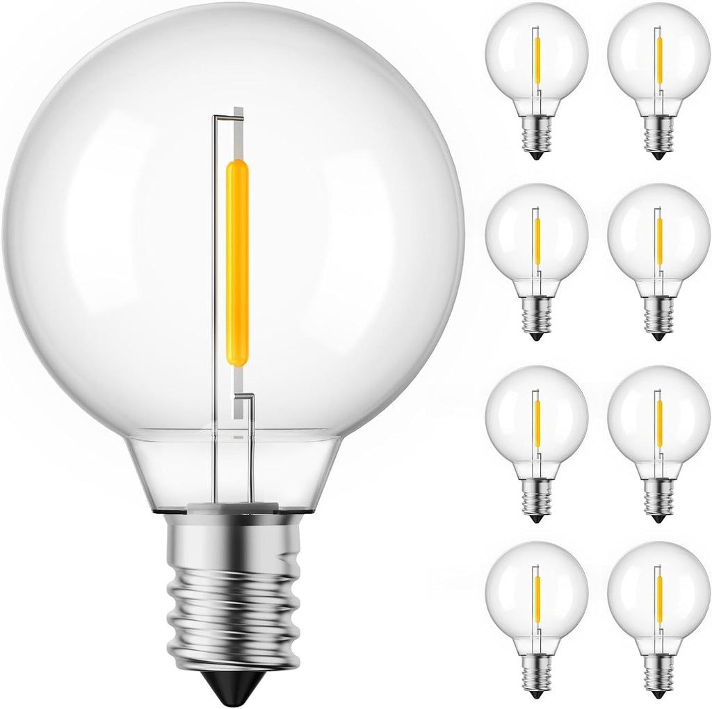 Brightown 10 Pack G40 LED Replacement Bulbs, E12 Base, 2200K, Warm White