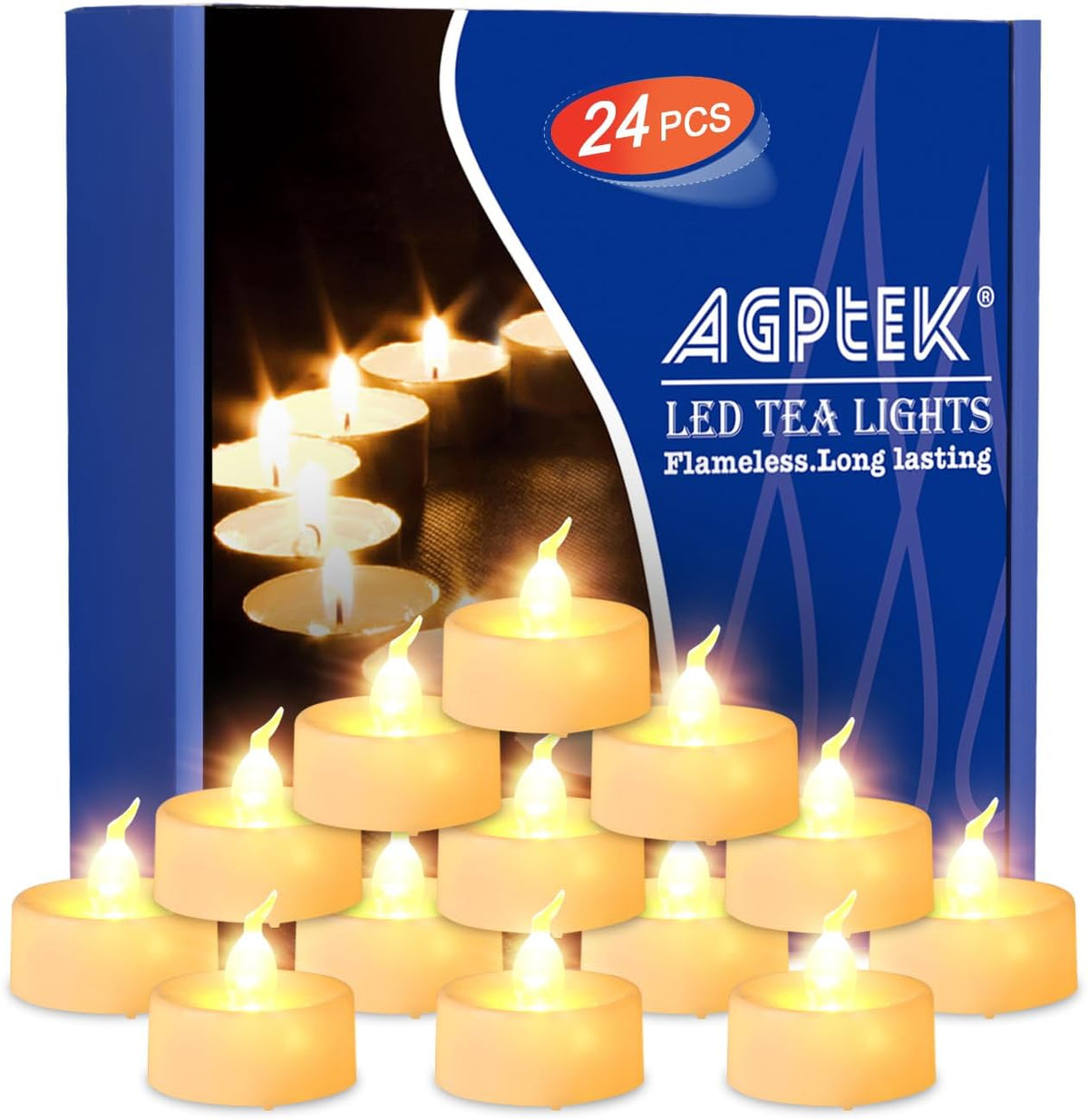 AGPTEK No Flicker Flameless Battery-Operated LED Tealights Candles