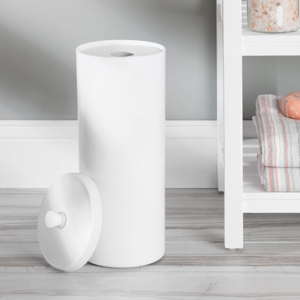 iDesign Freestanding Bathroom Toilet Paper Storage Holder, 2-Pack, White
