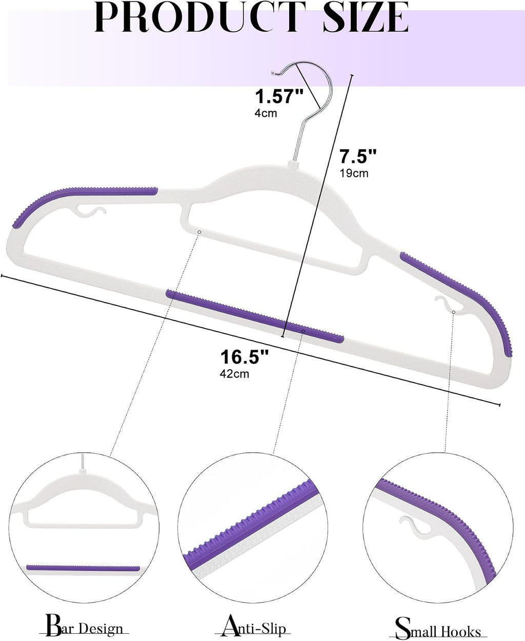 HOUSE DAY Slim Plastic Hangers 100 Pack, Non Slip Purple Clothes Hangers