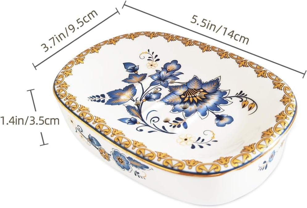 Self Draining Soap Dish, Double-Layer Bar Soap Tray(Style D)