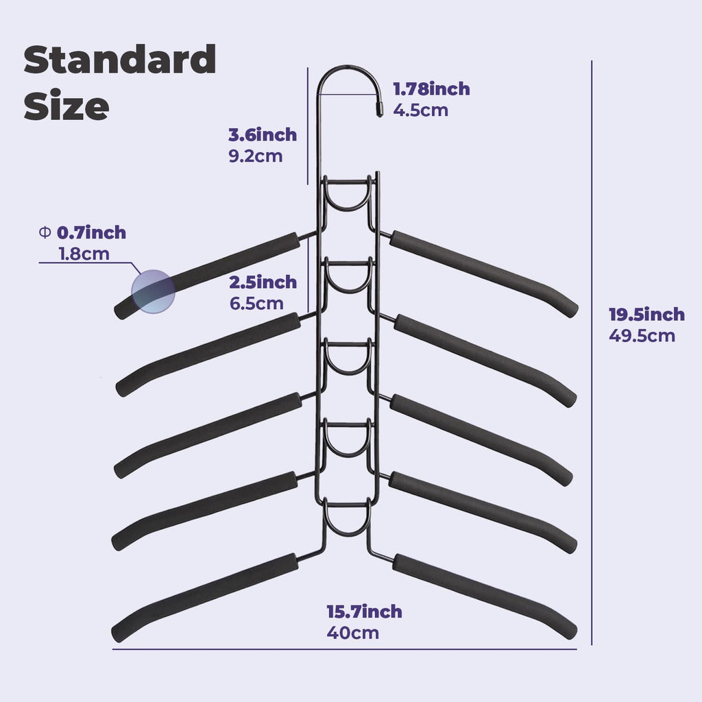5 in 1 Multi Layer Hangers Space Saving with Non-Slip Foam Padded