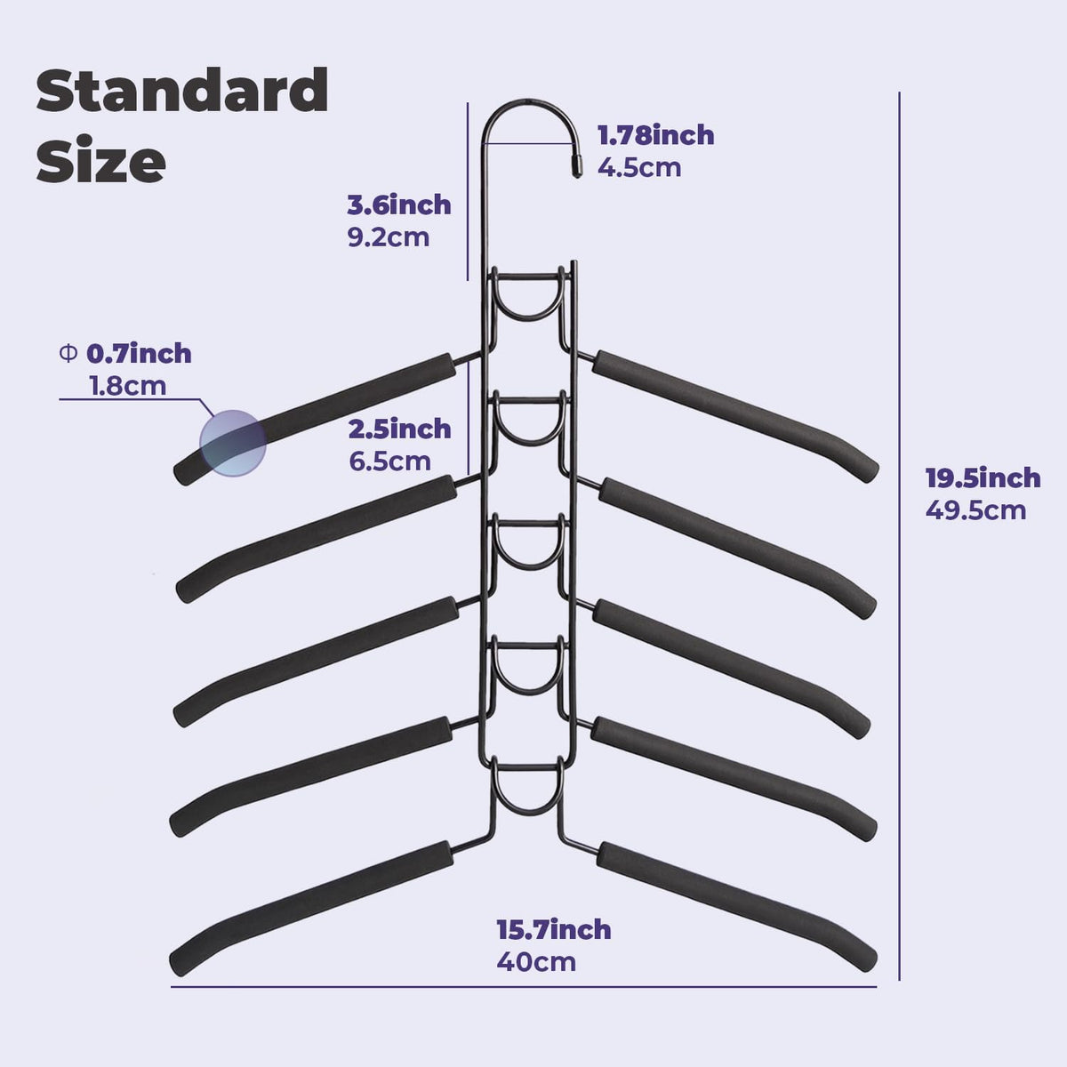 5 in 1 Multi Layer Hangers Space Saving with Non-Slip Foam Padded