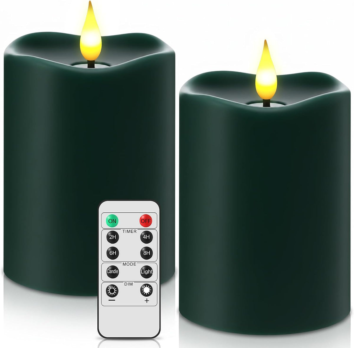 Retisee Flameless LED Candles Real Wax, 2 Pcs, Dark Green, 3 x 4 in