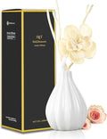 Reed Diffuser Set, Home Fragrance & Decorative Diffuser, Dried Flower Aromatherapy Oil Set, Oil Diffuser Sticks, Ceramic Bottle 5.07 oz(150ml) /1 Pack (TurkishRose)