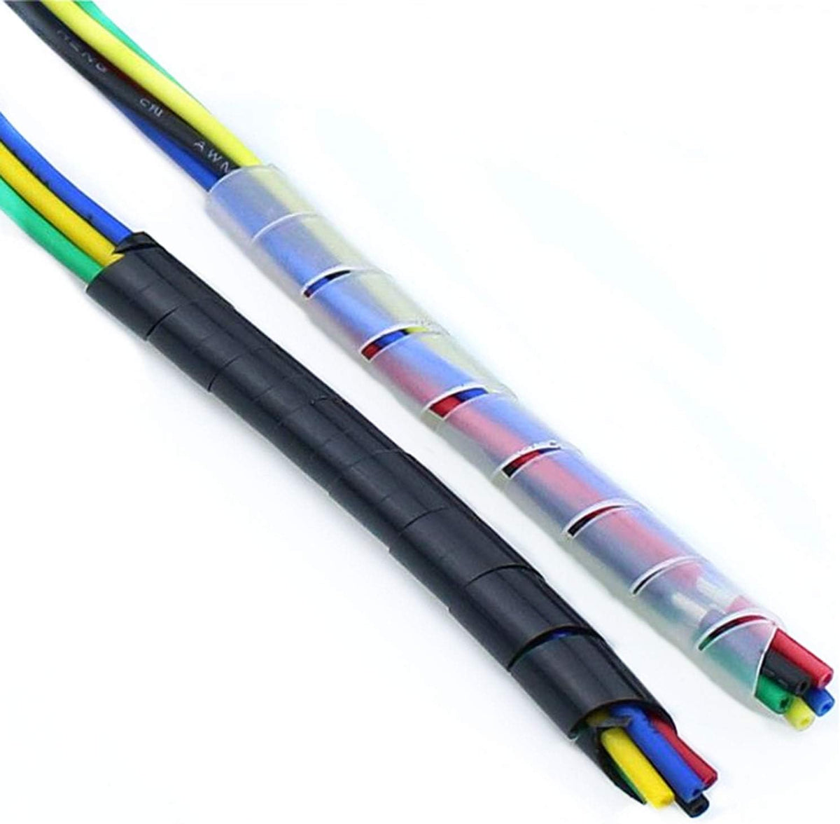DGZZI Spiral Cable Wrap 4mm 25m Black Spiral Wrap Cable Binding Tidy Leads for TV PC Home Cinema CCTV Wires
