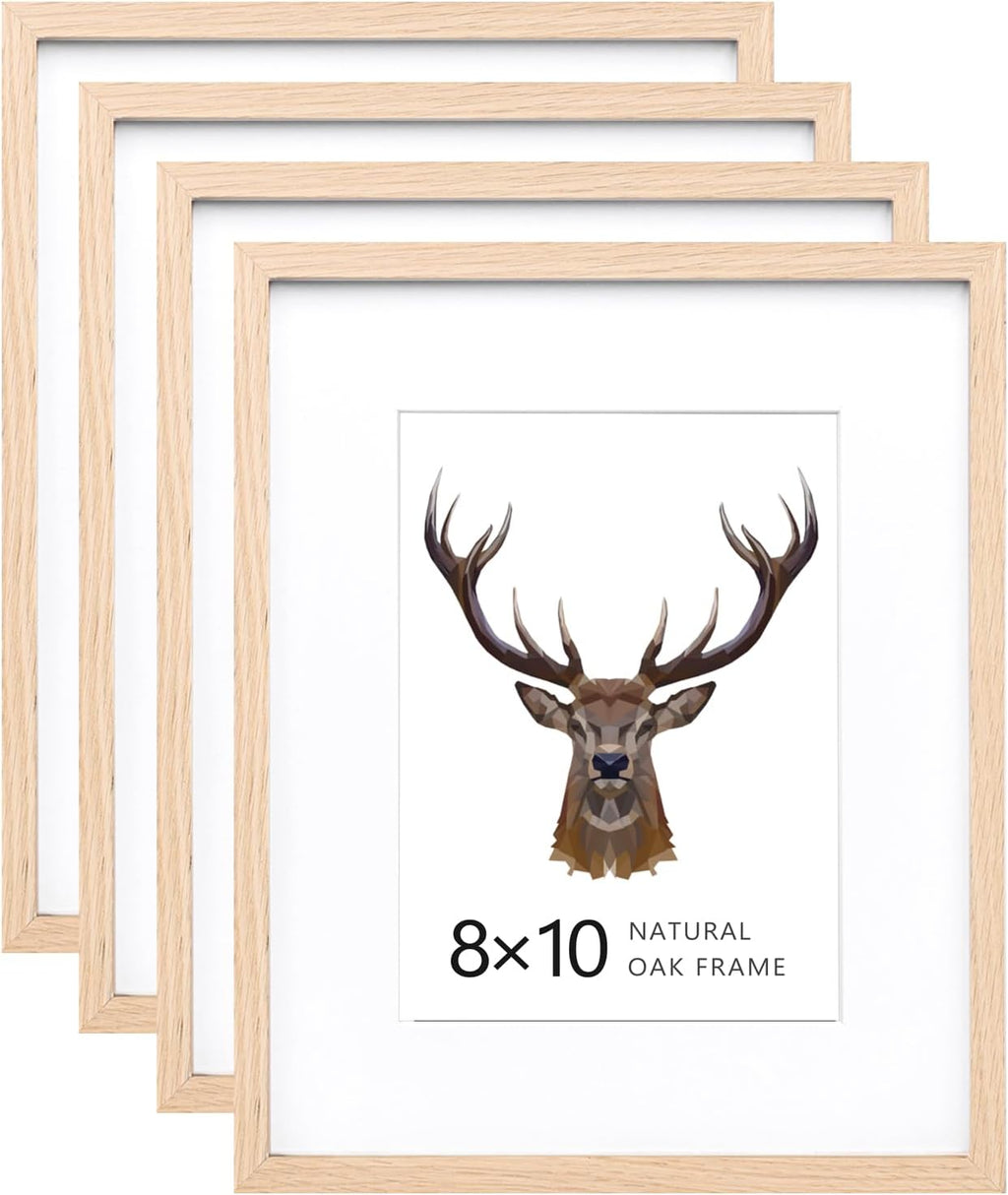 KINLINK 8x10 Picture Frames Natural Oak Wood Frames Set of 4