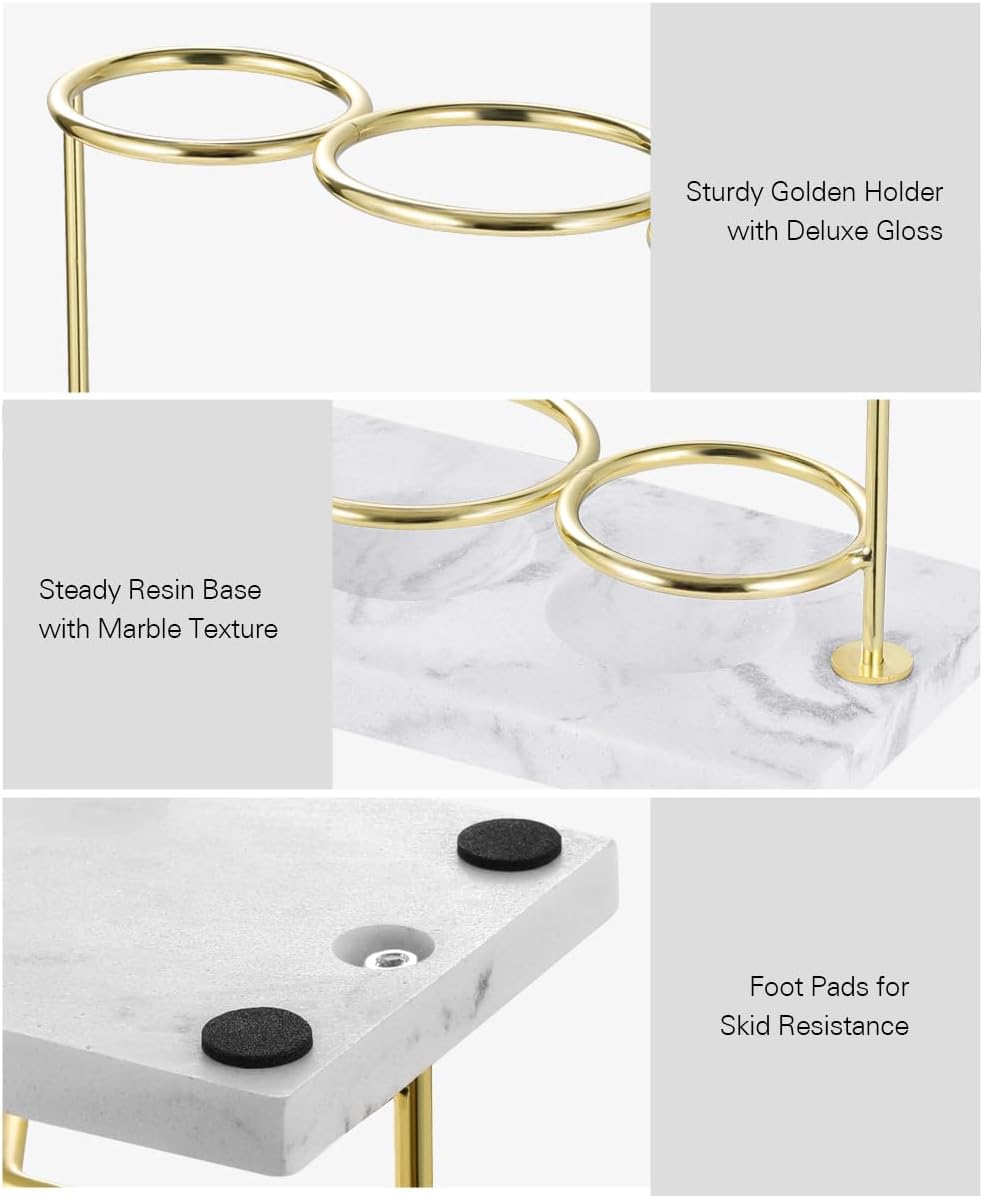 Emibele Electric Toothbrush Holder, 3 Slots 2-Layer Gold Toothbrush Holder