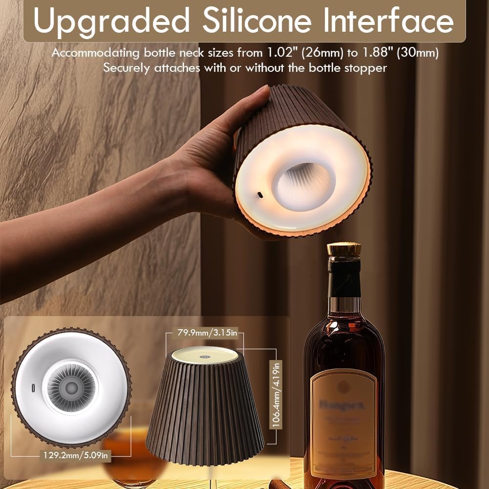 WILIT Wireless Bottle Lamp, Touch Night Light for Nightstand, Gift