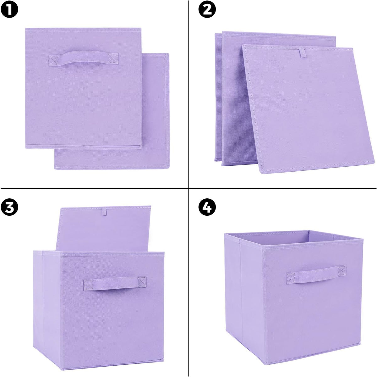 Fabric Storage Bins 8 Pack 11 inch Foldable Storage Cubes with Reinforced Handles Fun Colored Durable Cube Storage Bin for Home, Playroom, Closet Organizers and Storage, Purple