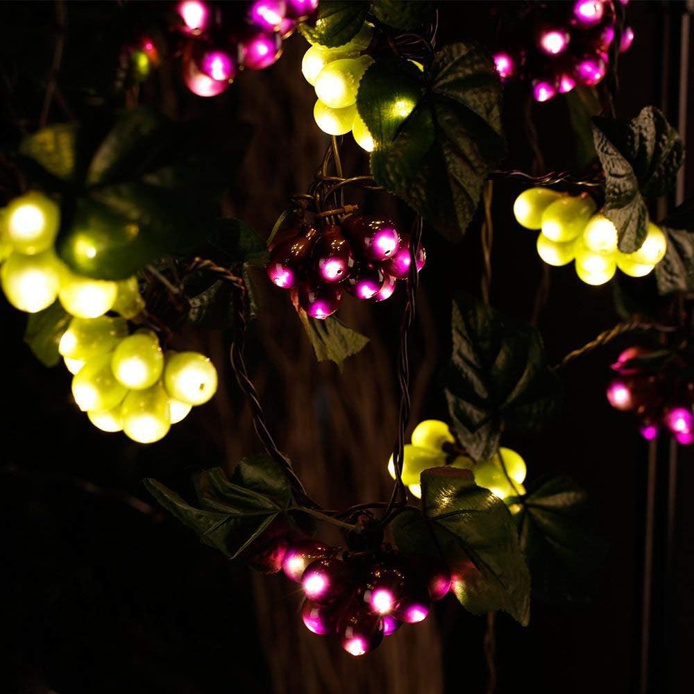 Decorative String Lights, Grape Vine with Leaves, 100 LED Warm White Lights