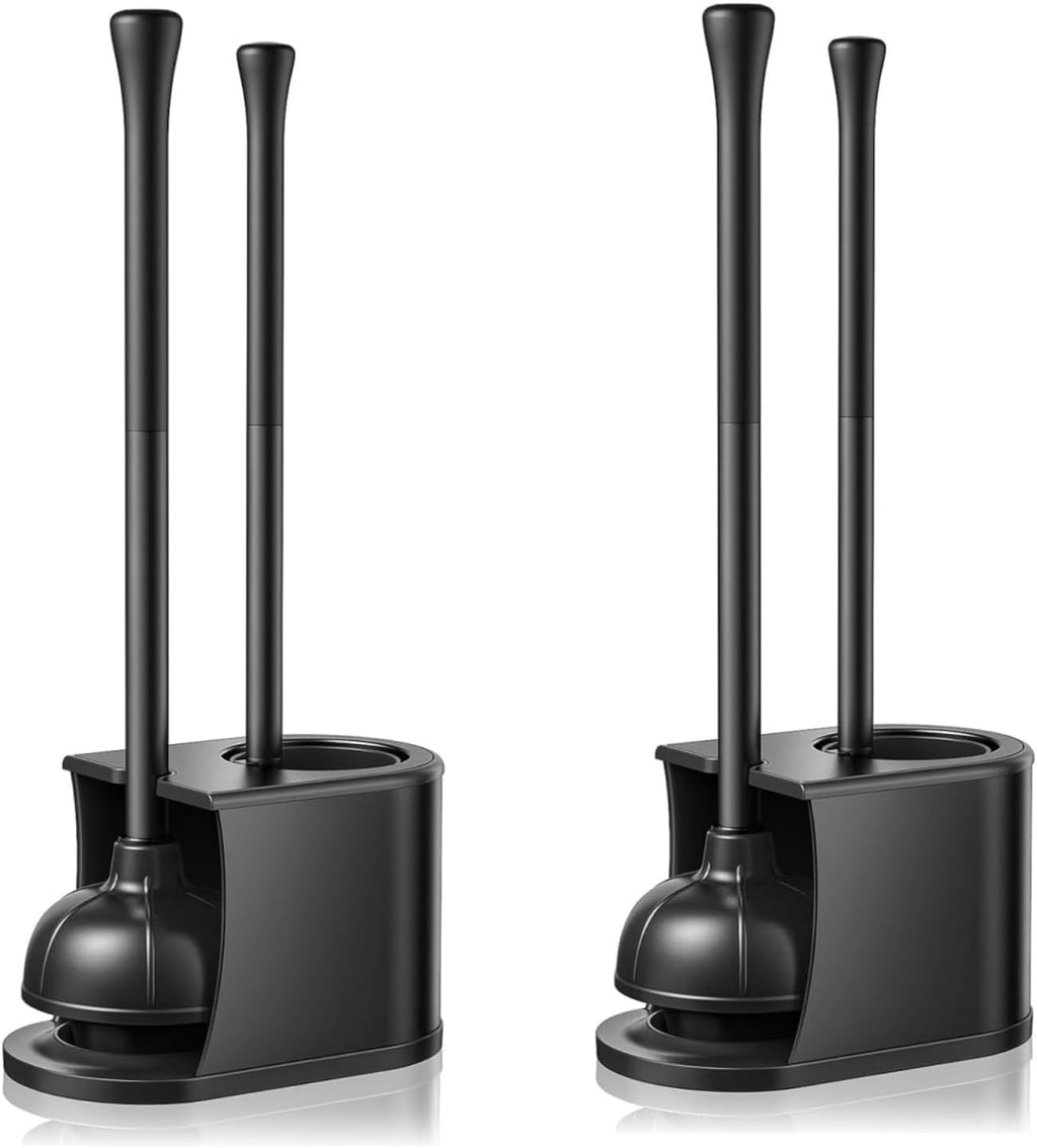 HAMITOR Toilet Plunger and Brush Set, Stainless Steel Rustproof, 2 Pack