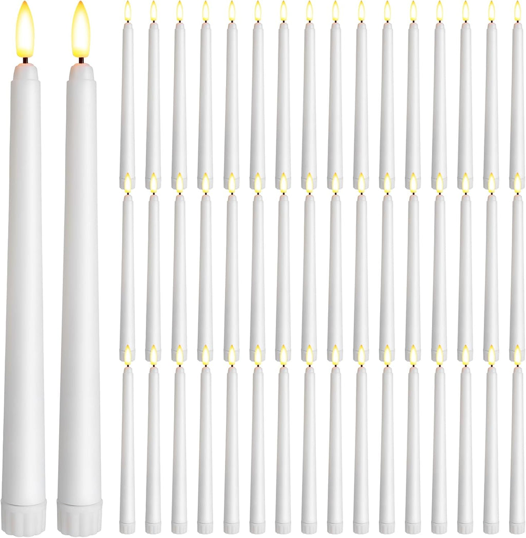 Baquler 50 Pcs Flameless Taper Candles Bulk Battery Operated, 9.7 Inch