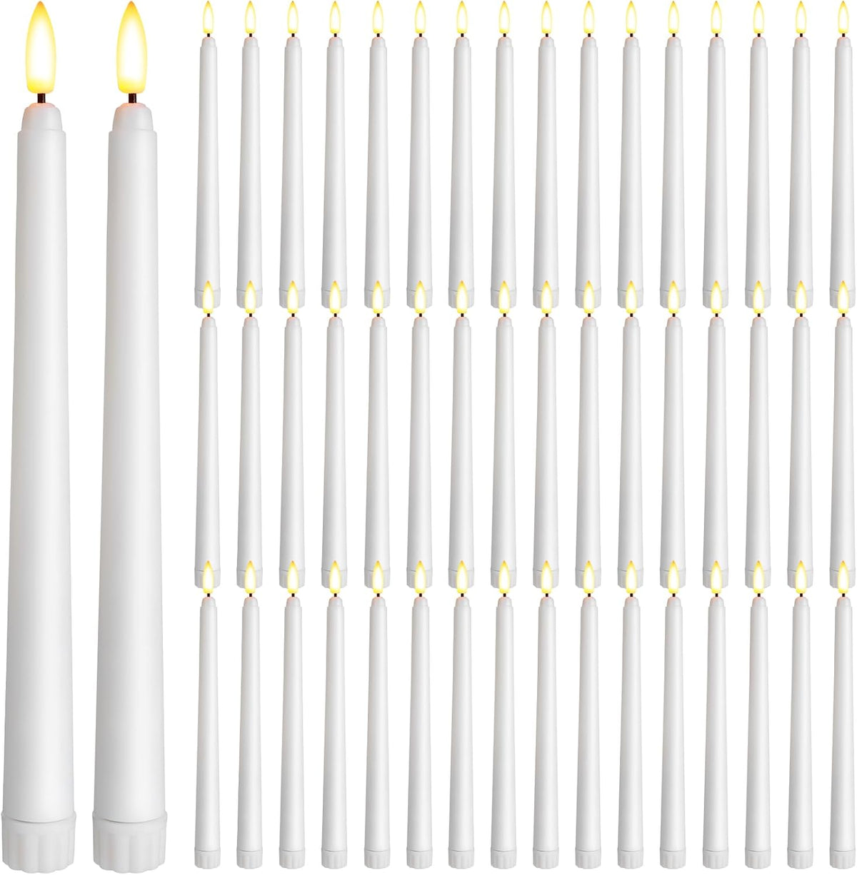 Baquler 50 Pcs Flameless Taper Candles Bulk Battery Operated, 9.7 Inch