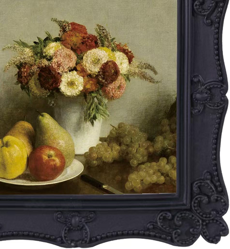 Vintage Picture Frame,Antique Style,Old-Fashioned,Square/Oblong Shape,Floral ReliefWall and Tabletop Victorian Frame,Gothic Look(Black, 5X7)