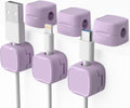 6 Pack Magnetic Cord Organizer & Cable Clips - Adjustable Under Desk Cable Management, Adhesive Wire Holder for Home, Office, Phone, Car, Wall, and Nightstand (Violet)