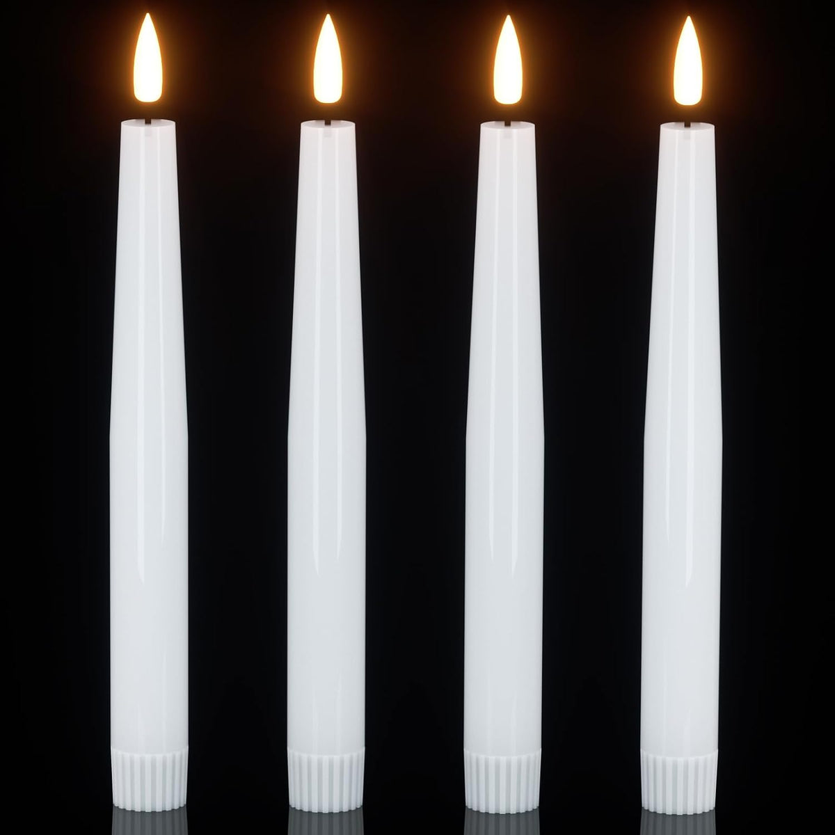 GenSwin Flameless Taper Candles Battery Operated with Timer White