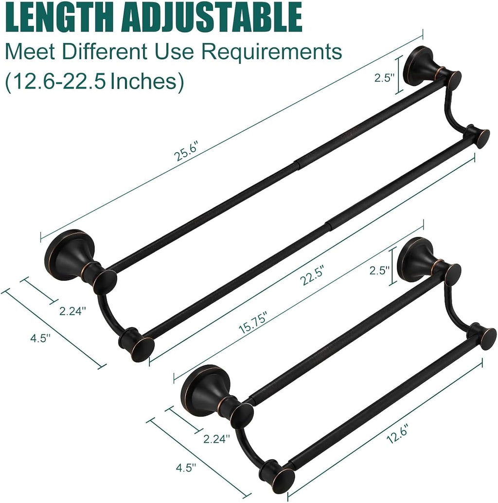 Hoimpro Double Towel Bar Towel Rack for Bathroom Wall Mounted Bronze