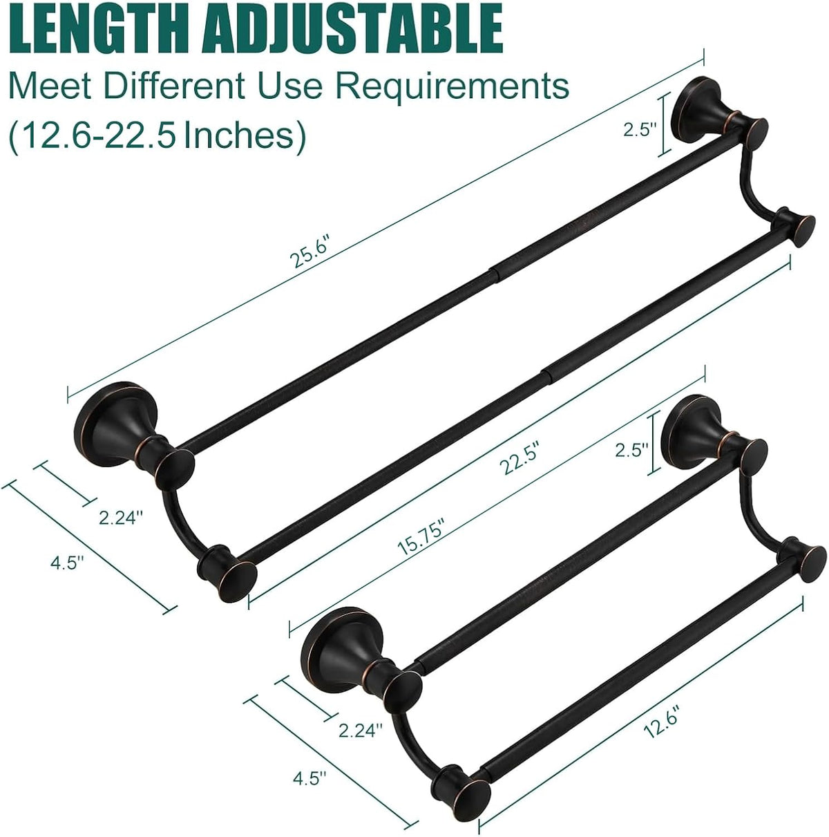 Hoimpro Double Towel Bar Towel Rack for Bathroom Wall Mounted Bronze