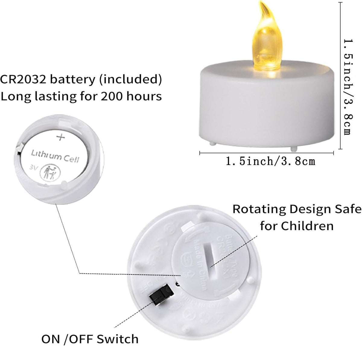 TSLVIC Flameless LED Tea Lights Candles, Warm White, 50 Pack