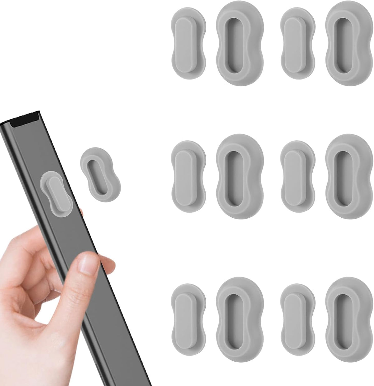 6pcs Magnetic Remote Control Holder, No Drill Wall Mount Silicone TV Remote Holder Self-Adhesive Universal Organizer Storage for Air Conditioner Fan Media AC RV Accessories (Grey)