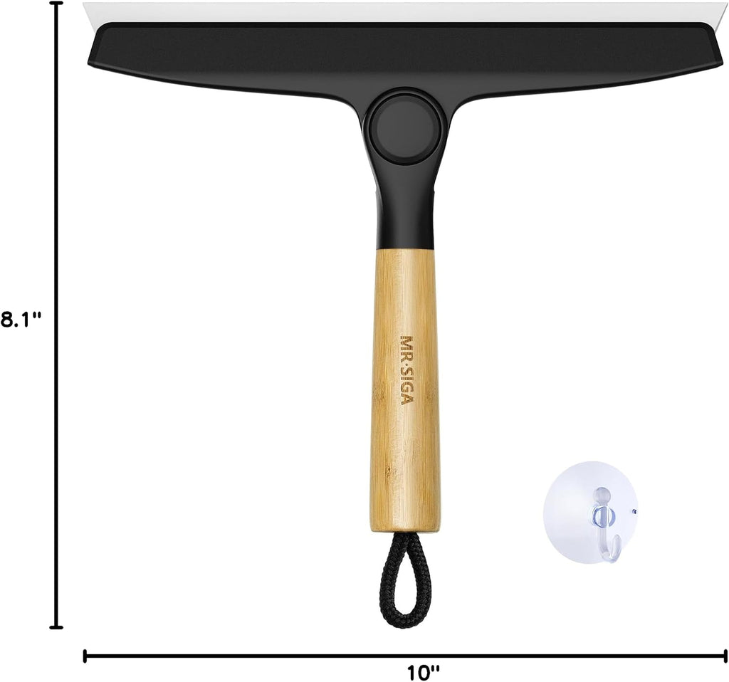 MR.SIGA Silicone Squeegee for Shower Door, Mirror, Glass, 10 inch, Black